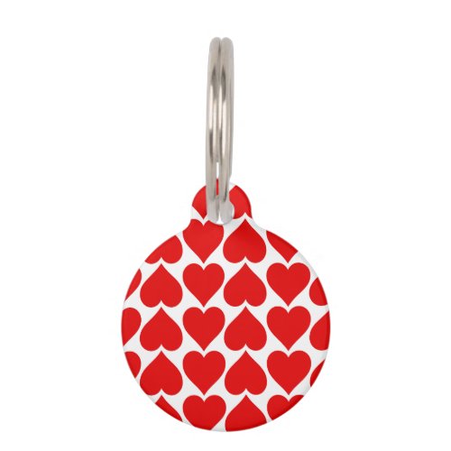 Red Hearts Pattern Romantic Love Pet ID Tag