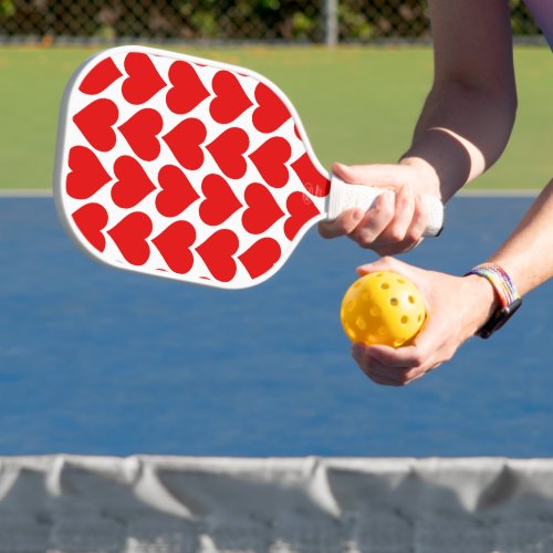 Red Hearts Pattern Romantic Love Pickleball Paddle