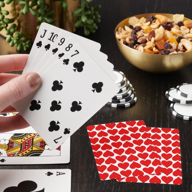 Red Hearts Pattern, Romantic, Love Poker Cards (In Situ)