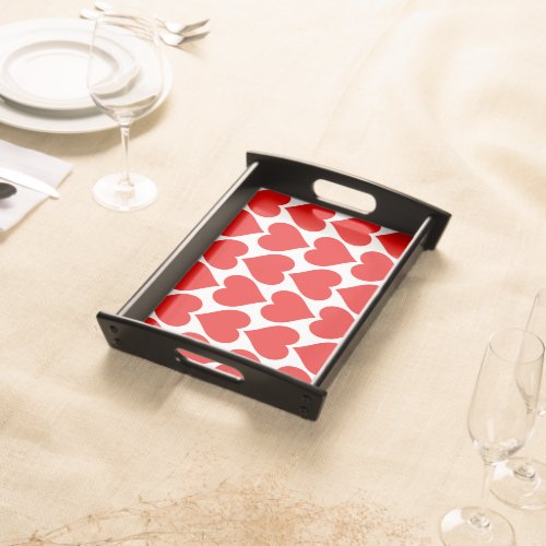 Red Hearts Pattern Romantic Love Serving Tray