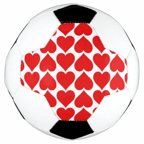 Red Hearts Pattern Romantic Love Soccer Ball