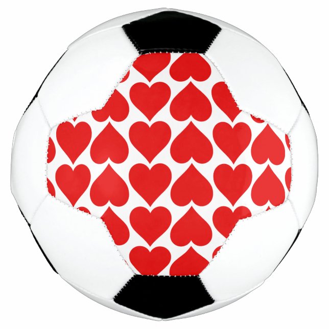 Red Hearts Pattern, Romantic, Love Soccer Ball (Front)