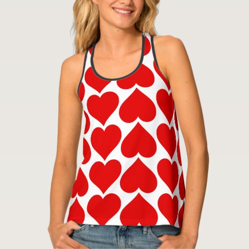 Red Hearts Pattern Romantic Love Tank Top