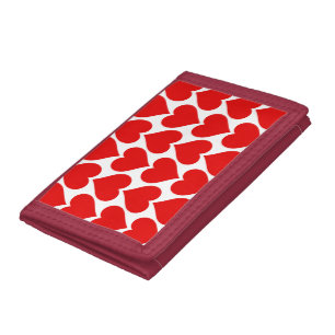 Red Hearts Pattern, Romantic, Love Tri-fold Wallet