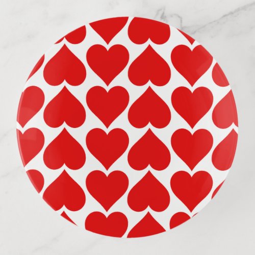 Red Hearts Pattern Romantic Love Trinket Tray