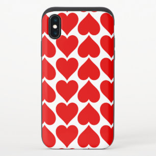 Red Hearts Pattern, Romantic, Love iPhone XS Slider Case