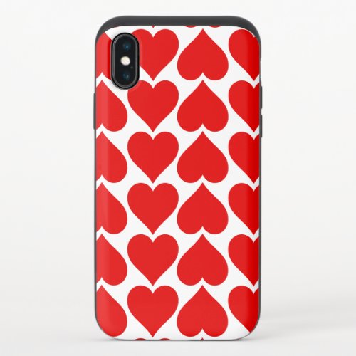 Red Hearts Pattern Romantic Love iPhone XS Slider Case