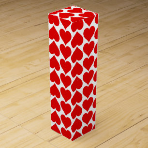 Red Hearts Pattern, Romantic, Love Wine Box