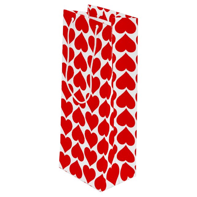 Red Hearts Pattern, Romantic, Love Wine Gift Bag (Back Angled)