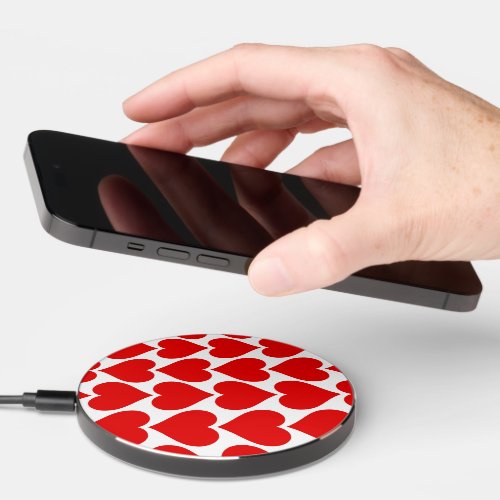 Red Hearts Pattern Romantic Love Wireless Charger