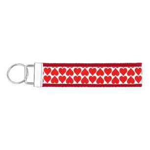 Red Hearts Pattern, Romantic, Love Wrist Keychain