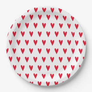 Red Hearts Pattern   Romantic Paper Plates
