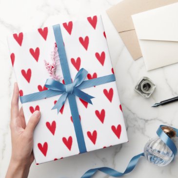 Red Hearts Pattern Romantic Wrapping Paper