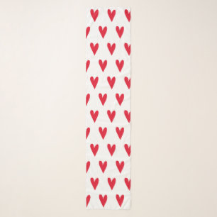 Red Hearts Pattern Scarf