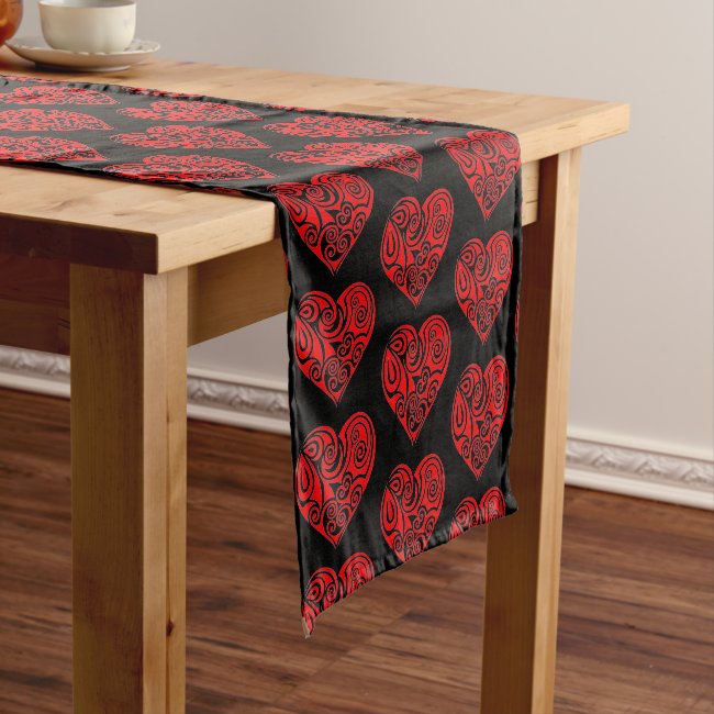 Red Hearts Pattern Table Runner