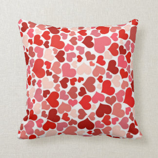Red hearts pattern throw pillow