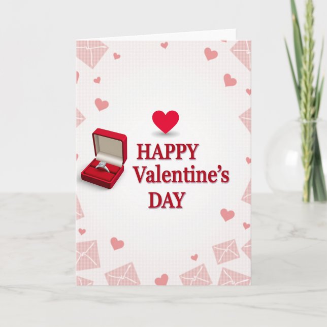 Red Hearts Pattern Valentine Card (Front)