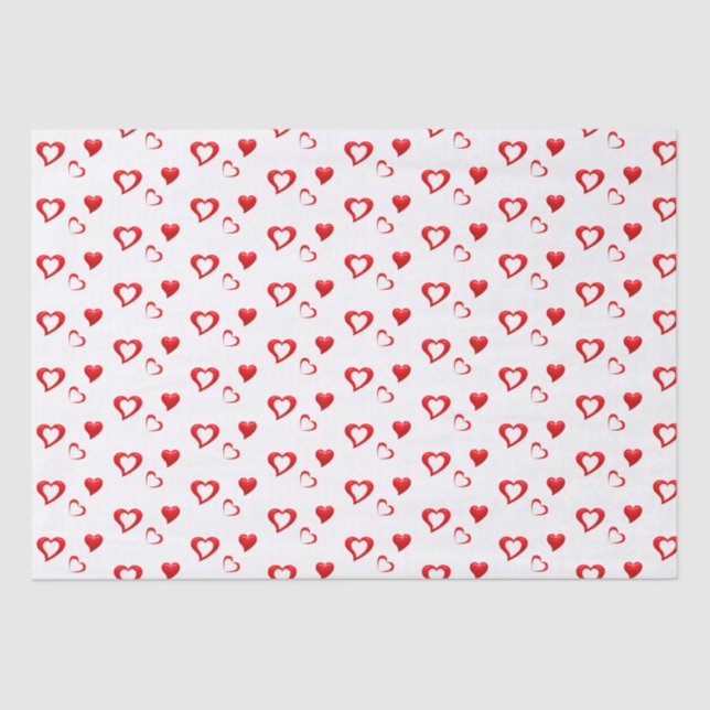 Red Hearts Pattern | Valentine Love Tissue Paper (Front)