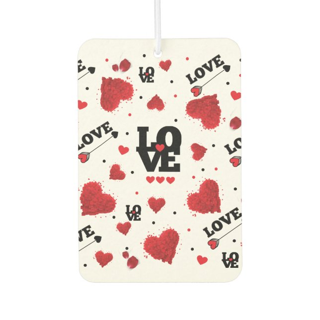 Red Hearts Pattern Valentine's Day Air Freshener (Front)