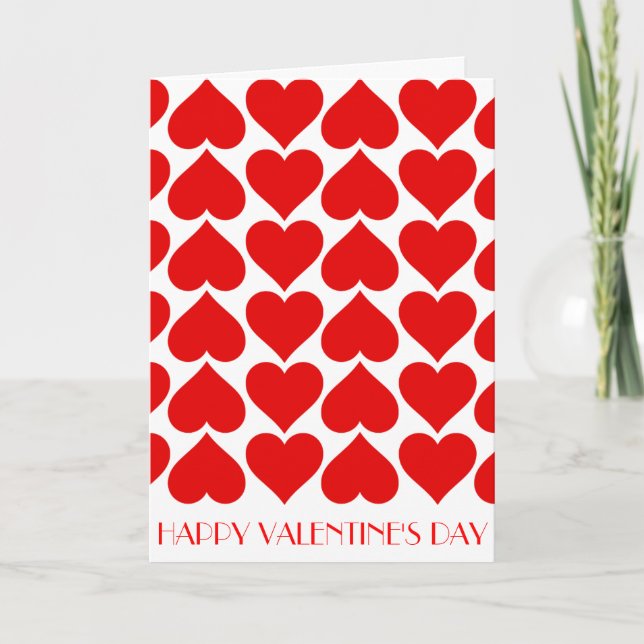 Red hearts pattern Valentine's Day card (Front)