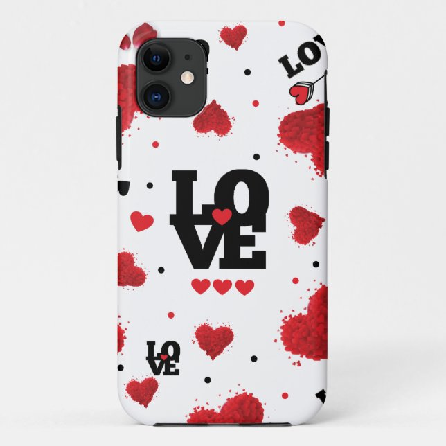 Red Hearts Pattern Valentine's Day Case-Mate iPhone Case (Back)
