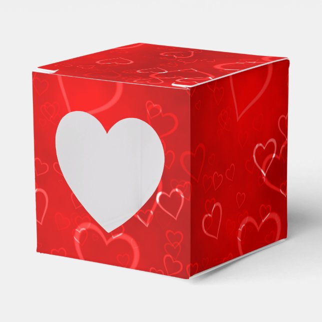 Red Hearts Pattern Valentine's Day Favor Boxes (Front Side)
