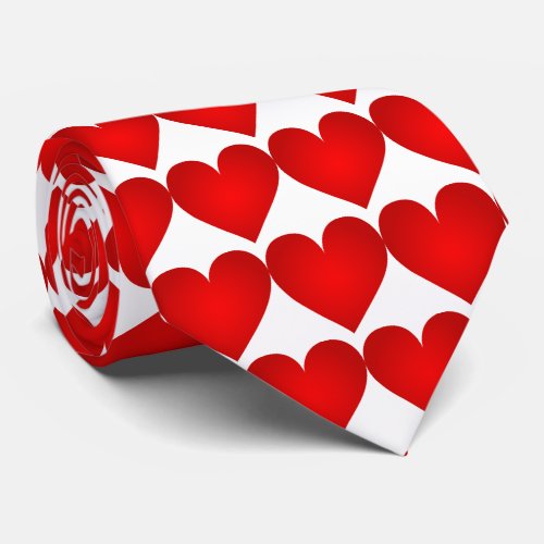 Red Hearts  Pattern Valentines Day Neck Tie