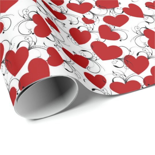 Red Hearts Pattern Valentines Day Wrapping Paper 