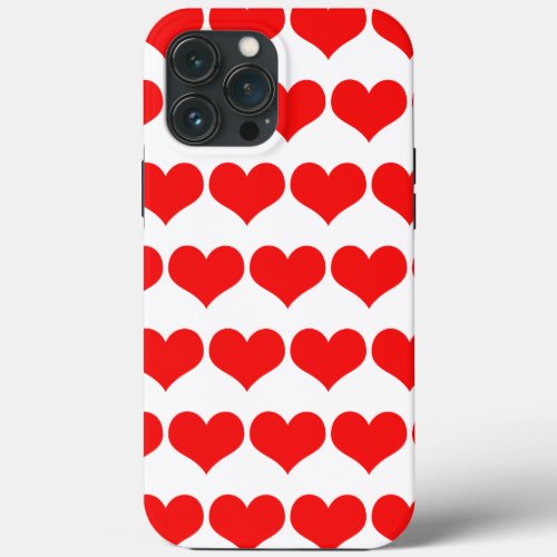 Red Hearts Patterns Valentines Day Cute Lovely iPhone 13 Pro Max Case