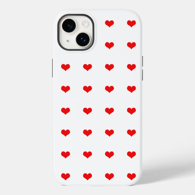 Red Hearts Patterns Valentine's Day Cute Stylish Case-Mate iPhone Case (Back)
