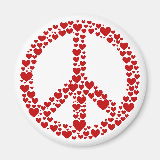 Red Hearts Peace Sign Magnet (Front)