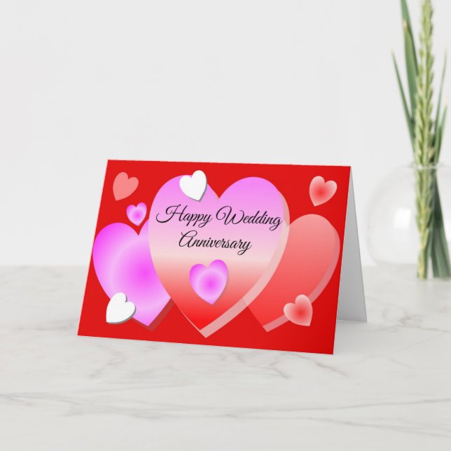 Red Hearts Personalised Wedding Anniversary Card (Front)
