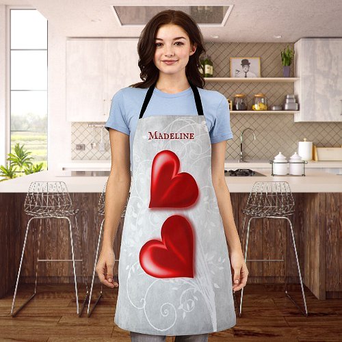 Red Hearts Personalized Apron