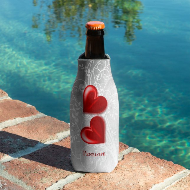 Red Hearts Personalized Bottle Cooler (In Situ Pool)