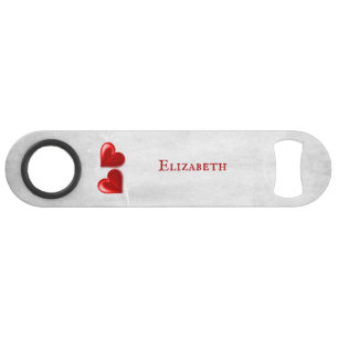 Red Hearts Personalized Bottle Opener