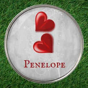 Red Hearts Personalized Golf Ball Marker