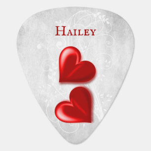 Red Hearts Personalized Guitar Pick
