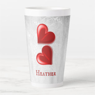 Red Hearts Personalized Latte Mug