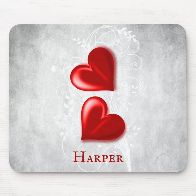 Red Hearts Personalized Mouse Pad (Front)