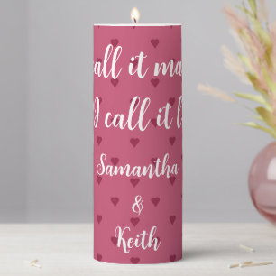 Red Hearts Personalized Pillar Candle