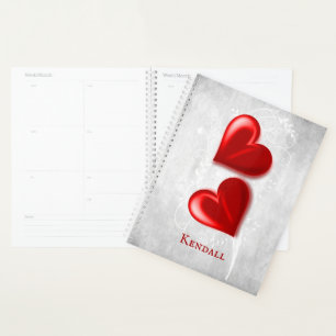 Red Hearts Personalized Planner