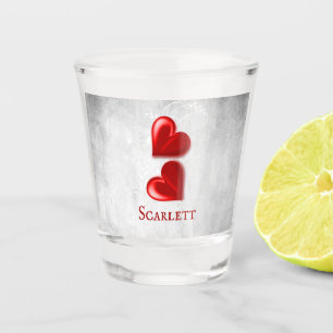 Red Hearts Personalized Shot Glass