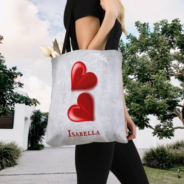 Red Hearts Personalized Tote Bag (Red Hearts Personalized Tote Bag)