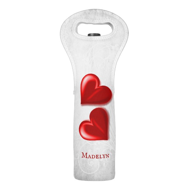 Red Hearts Personalized Wine Bag (Front)