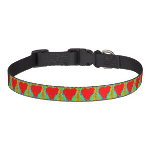 red hearts pet collar