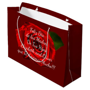Red Hearts Photo Message   Spanish Mothers Day Large Gift Bag