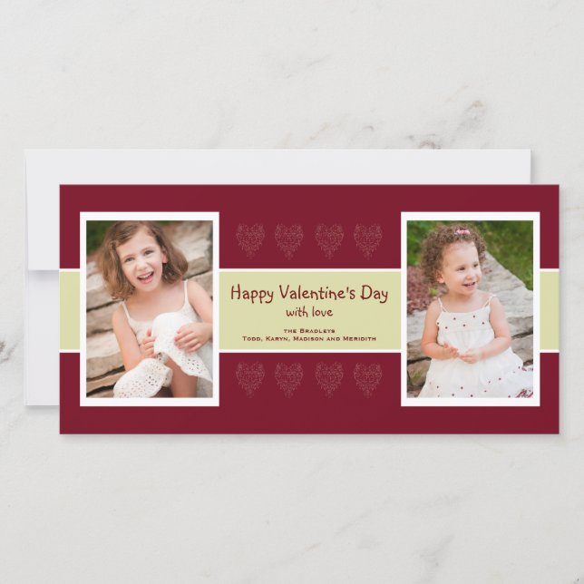 Red Hearts photo valentine card (Front)