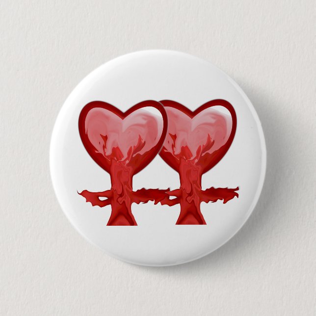 Red Hearts Pinback Button (Front)