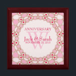 Red Hearts Pink Lace Wedding Anniversary Gift Box<br><div class="desc">Unique and Stylish fractal lace borders gorgeous pink & red hearts - Exquisite and elegant custom Wedding, Anniversary or engagement present. Personalize with names, anniversary date and monogram or numbers - made into a wonderful wooden gift box to keep trinkets, jewellery box for your special keepsakes. Makes a wonderful gift...</div>