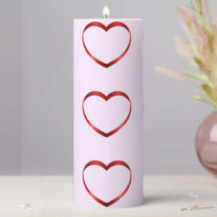 Red Hearts Pink Pillar Candle